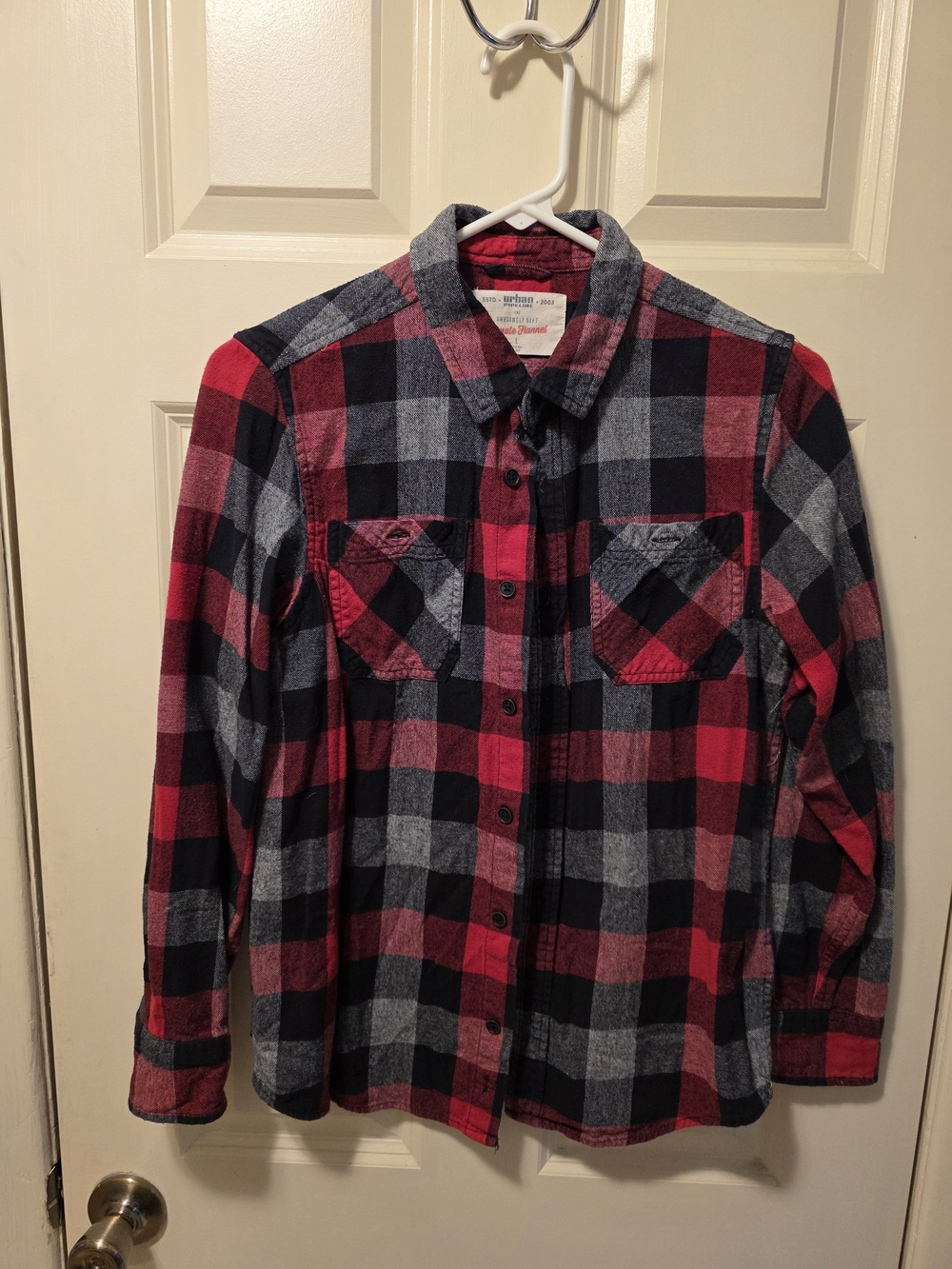 Boys Red & Black Plaid Flannel Shirt